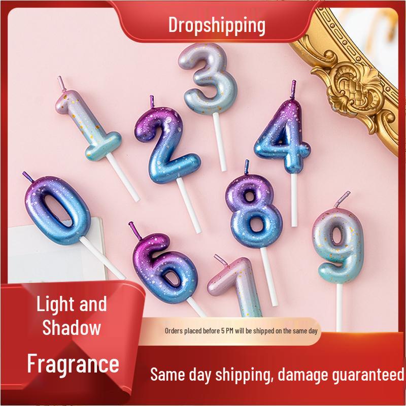 Galaxy Gradient Birthday Number Candles: Starry Sky Cake Toppers for Kids' Parties