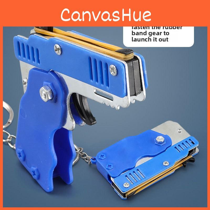Foldable Continuous Launch Rubber Circle Model Gun Alloy Children Keychain Toy