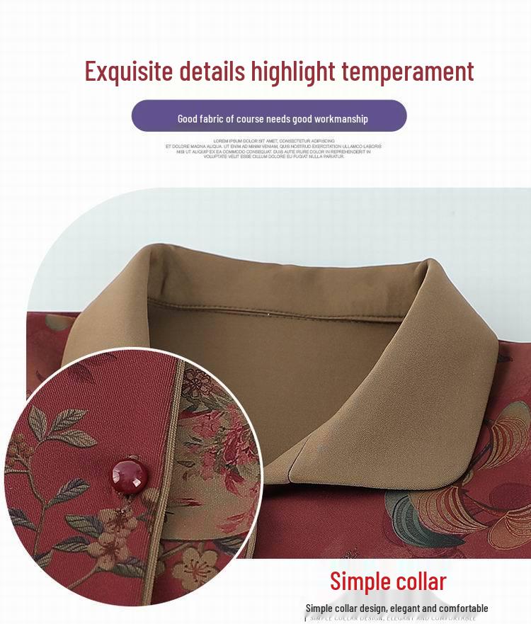 Grandma's Long-Sleeve Floral Shirt for Women Aged 60-80 - Spring/Autumn Turn-Down Collar Jacket