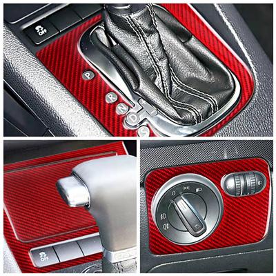 Czerwone naklejki dekoracyjne do wnętrza samochodu z włókna węglowego Car Styling do volkswagena VW Golf 6 pokrywa konsoli środkowej tapicerka samochodu
