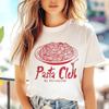 Pasta Club Harajuku Pattern Popular 90s Printed Women's Simple T-Shirt Short Sleeve Women's Basic Versatile Summer White Top