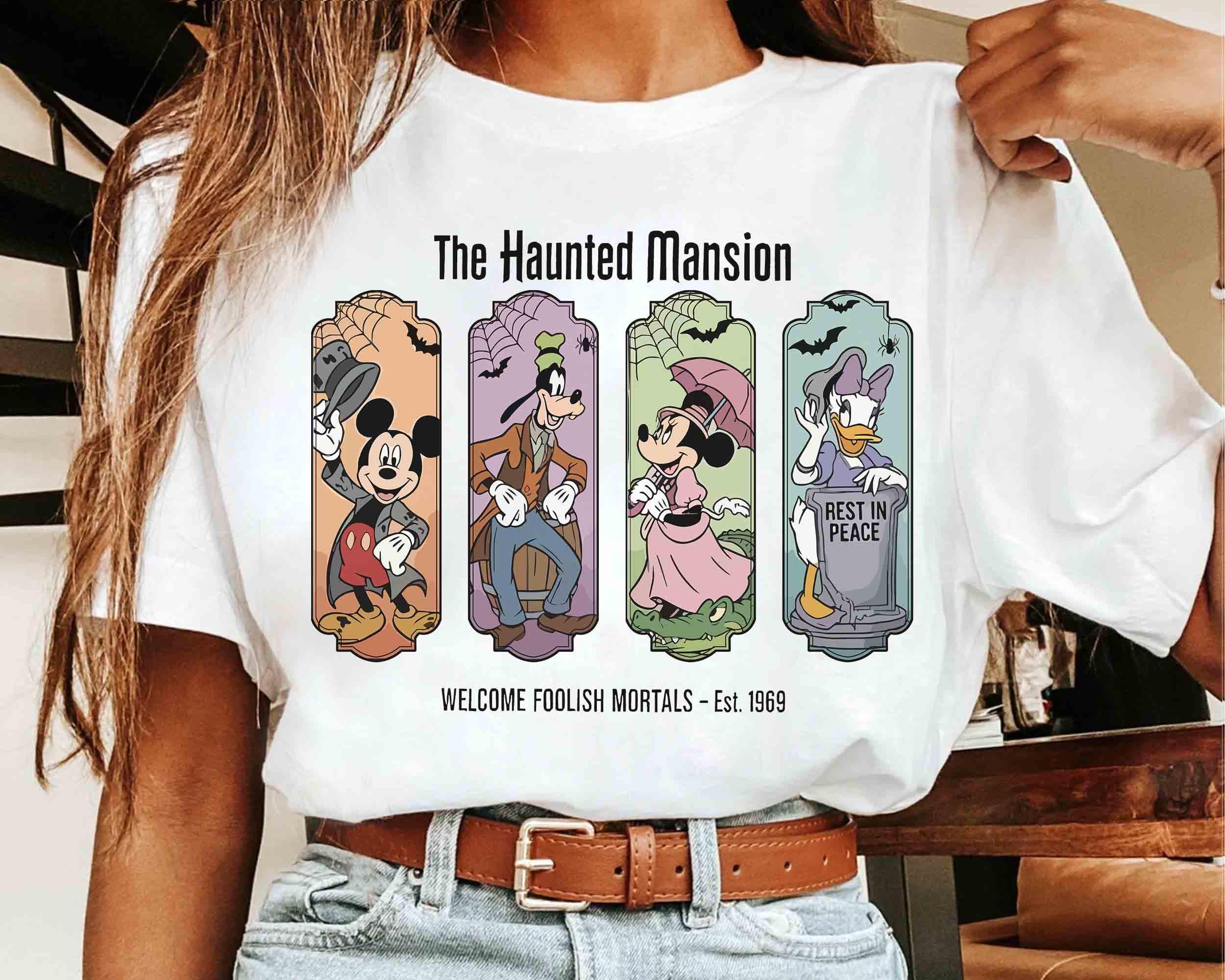 Mickey  Friends Haunted Mansion Stretching Room Shirt Disney Parks Halfway To Halloween Tee Mickeys Not So Scary Party S