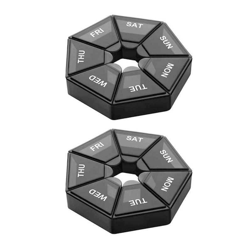 

2 шт., 7 дней, коробка для хранения таблеток, мини-путешествия, портативный дозатор для лекарств, многофункциональная пластиковая коробка с семью отделениями