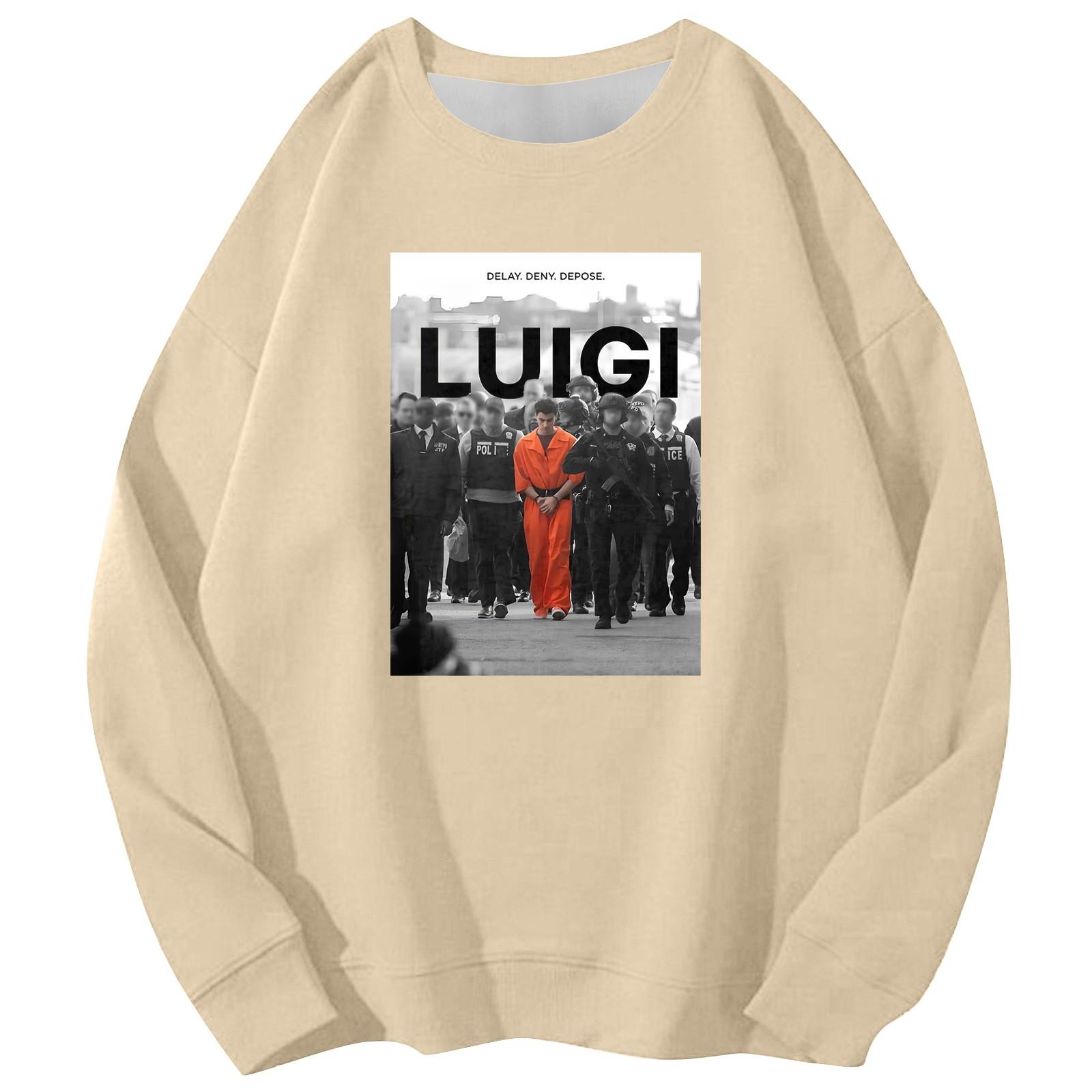 Unisex Casual Fashion Printed Round Neck Loose Long Sleeve Sweater Top S