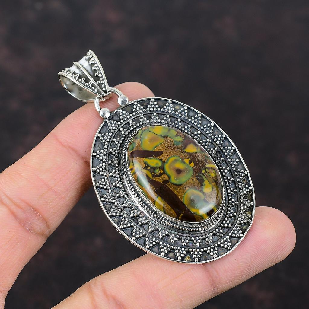 Fruit Jasper Pendant 925 Sterling Silver Pendant Vintage Pendant Gemstone Jewelry Handmade Pendant Gift For Engagement Healing Stone Pendant