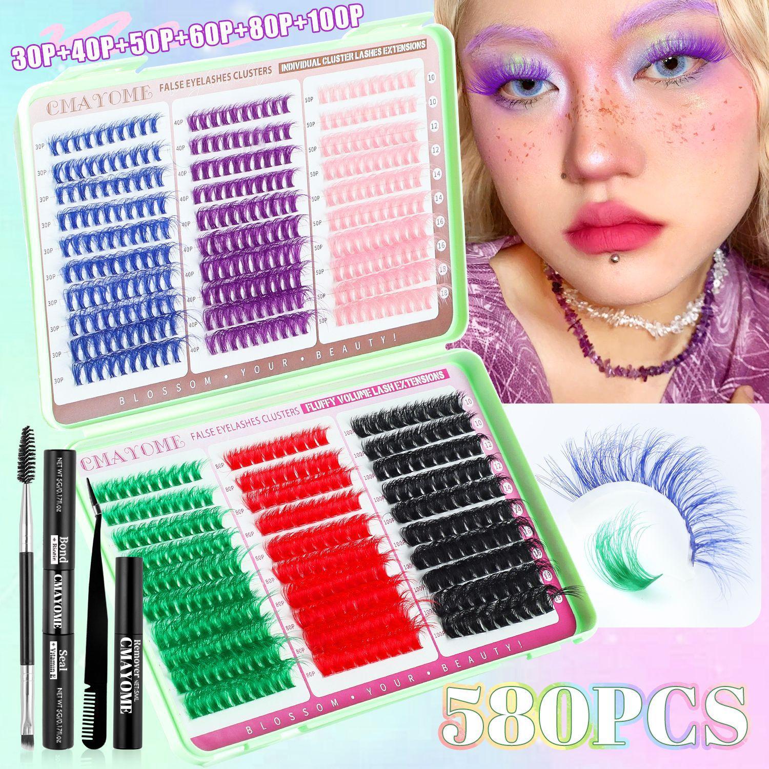 

Кольоровий DIY Large Capacity Eyelash Book Natural Thick 580 Clusters D Song Segmented Set Eyelash Set