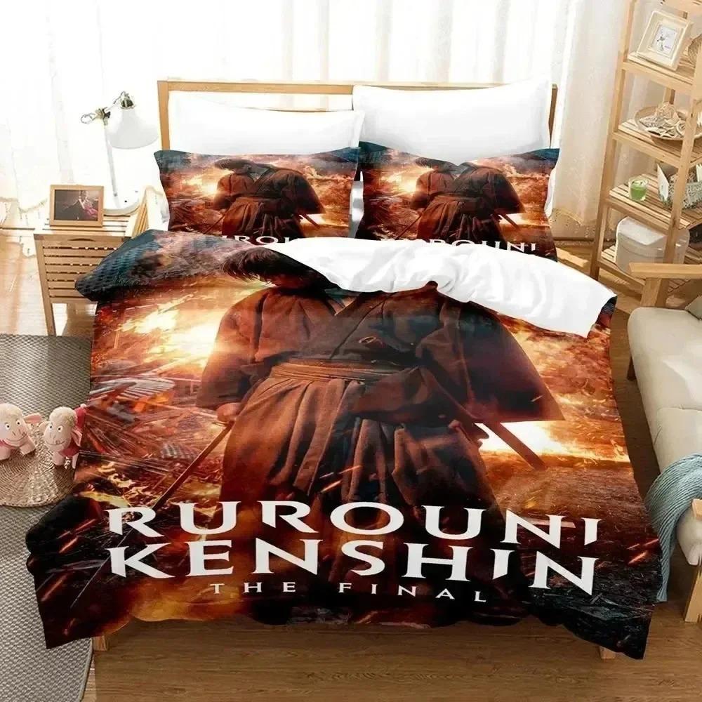 Comforter 3D Print Anime Rurouni Kenshin Bedding Set Bed Set Queen Boys Adult Bedding Set