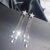 Stylish Five-Pointed Star Tassel Earrings with Micro-Set Zirconia