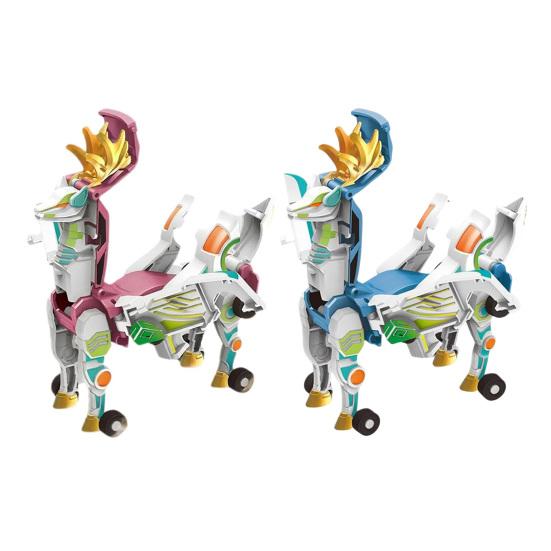 2 Stück Auto-Transformationsspielzeug Magnetische Kollision Verwandlungs-Hirschform 2-in-1 Interaktives Mechanisches Puzzle-Spielzeug
