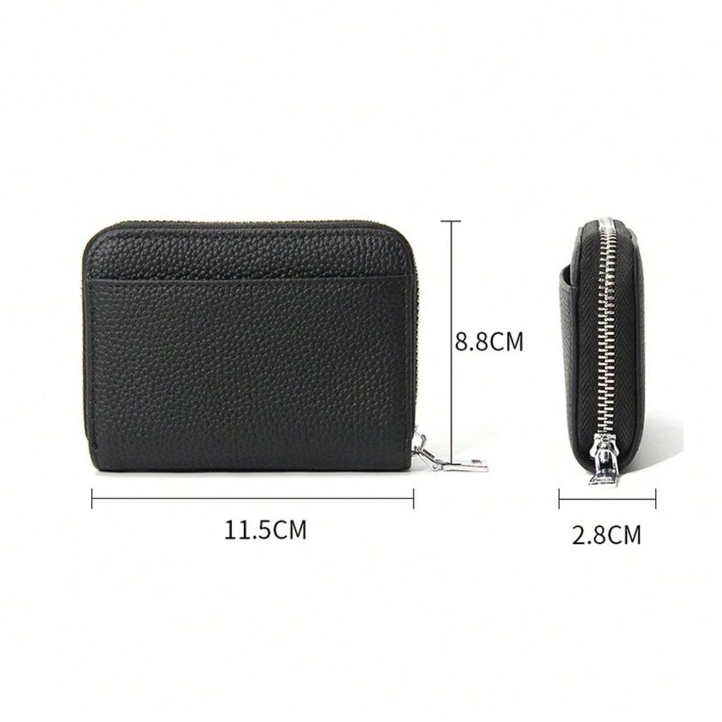 Leather Women's Wallet Short FRID Anti Demagnetization Wire Grid Coin Wallet Men's Card Bag