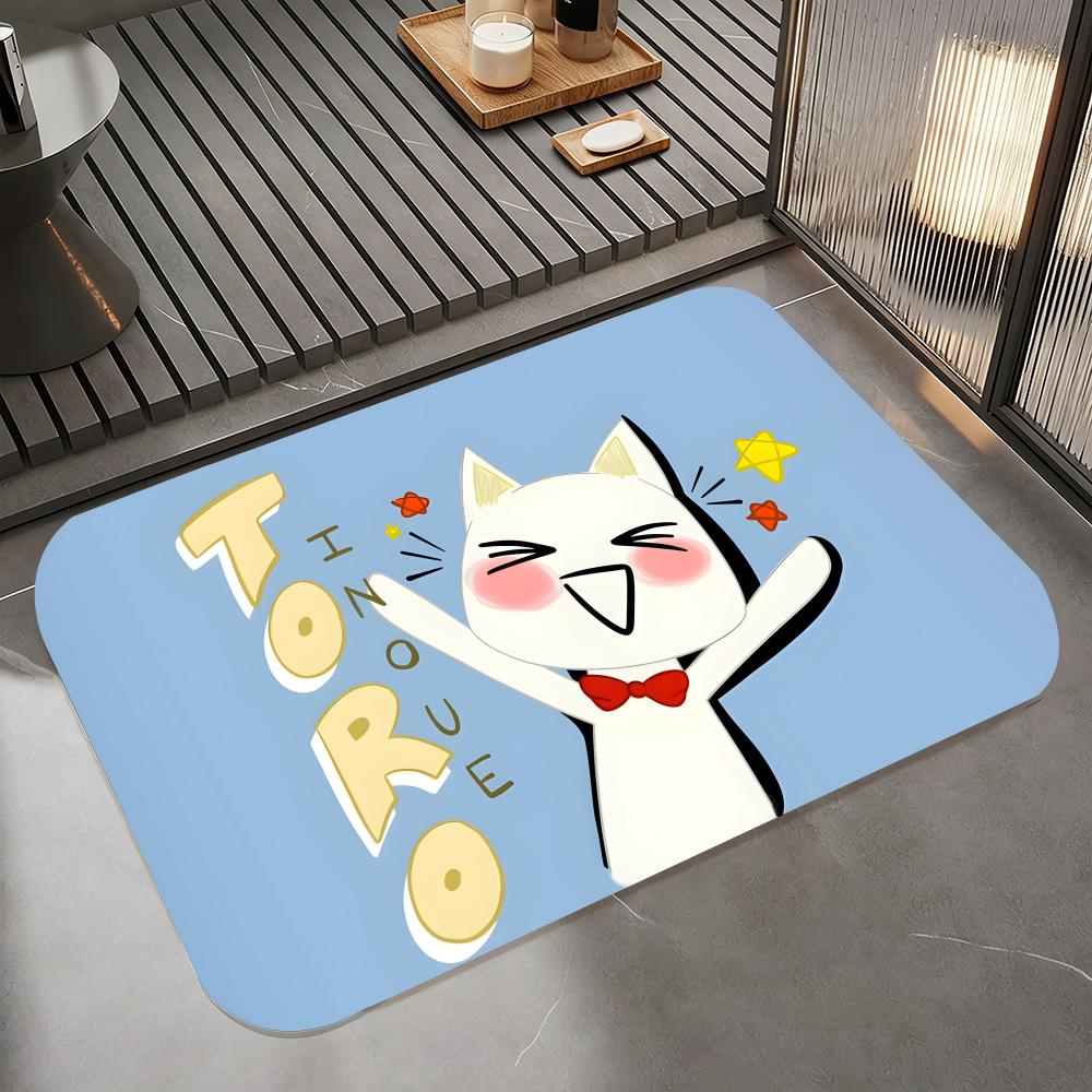 

Anime T-Toro Inoue Cat Floor Mat Diatomite Bath Mat, Quick Dry Absorbent Non-Slip Door Mat 50cm x 80cm