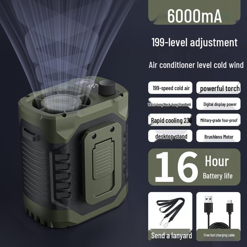 2026 High-Speed Portable USB Waist Clip Fan with Power Bank for Outdoor Use