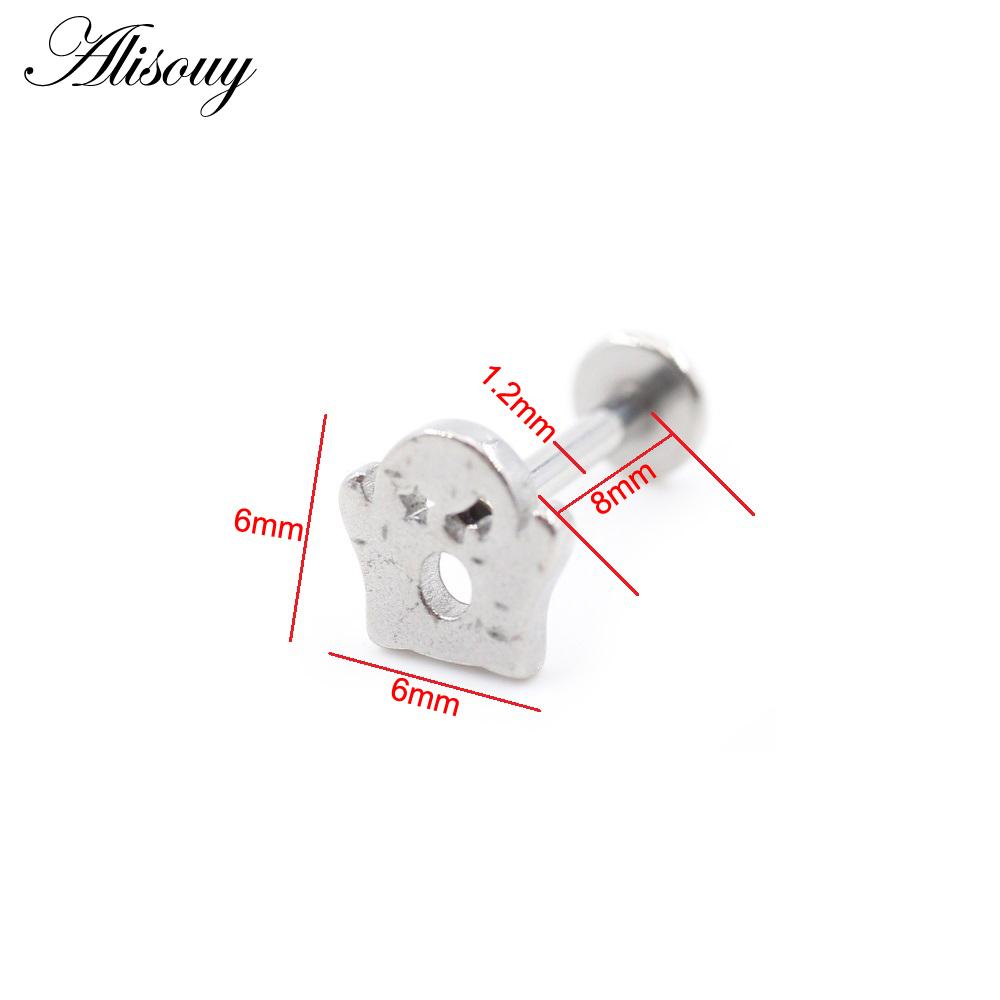 1PC Stainless Steel Halloween Pumpkin Bat Ghost Star Tragus Helix Labret Lip Rings Cartilage Ear Earring Piercing Body Jewelry
