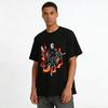Flaming Skeleton Monk Print Trendy Cool Casual Short Sleeve T-Shirt Pure Cotton T-shirt