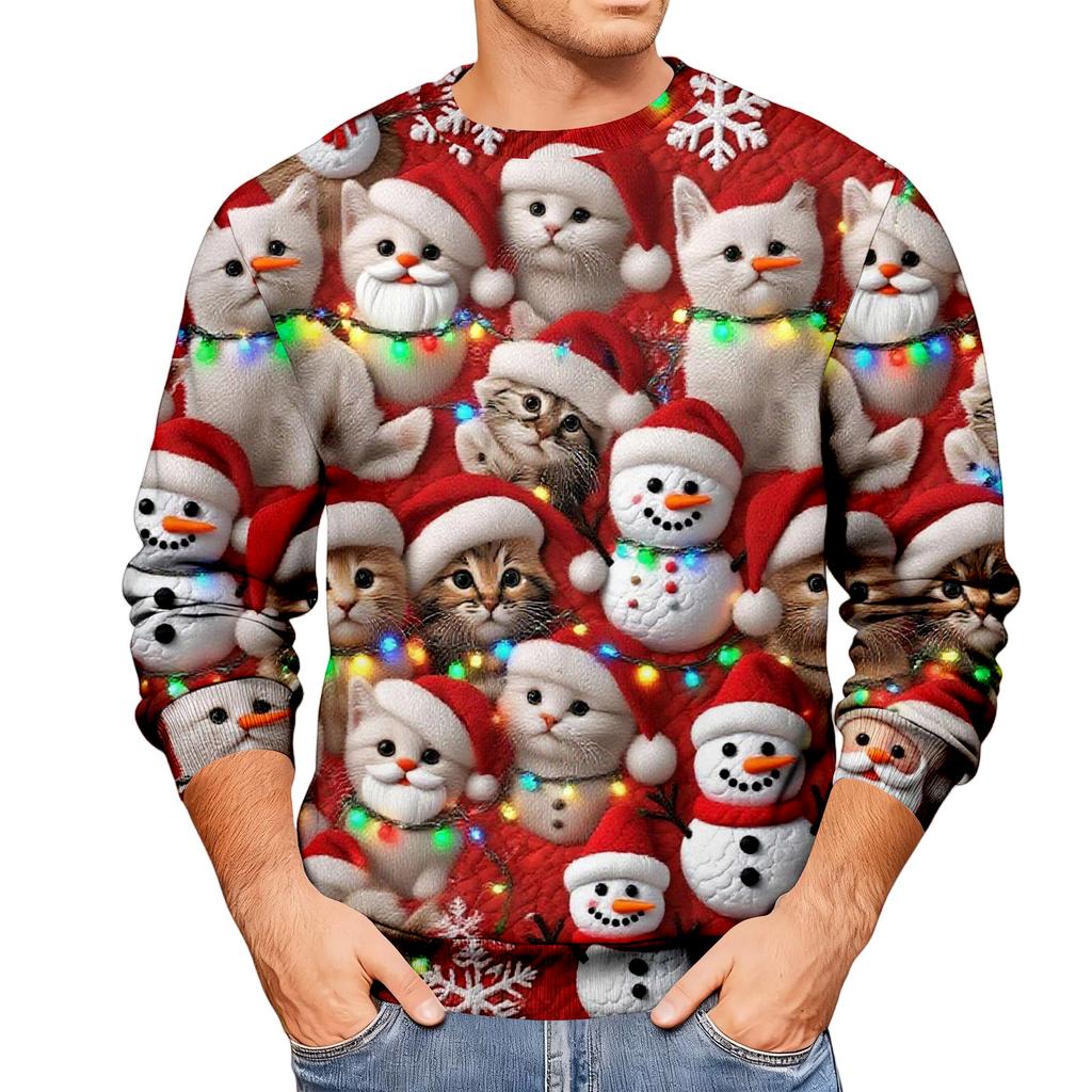 Weihnachtsdruck Lockerer Herren-Hoodie