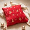 Christmas Cushion Cover with Gold Sequins Embellishment, Plush Faux Furs Square 18 X 18Inch Pillow Cover for Sofa, Bed, and Winter Room Decors