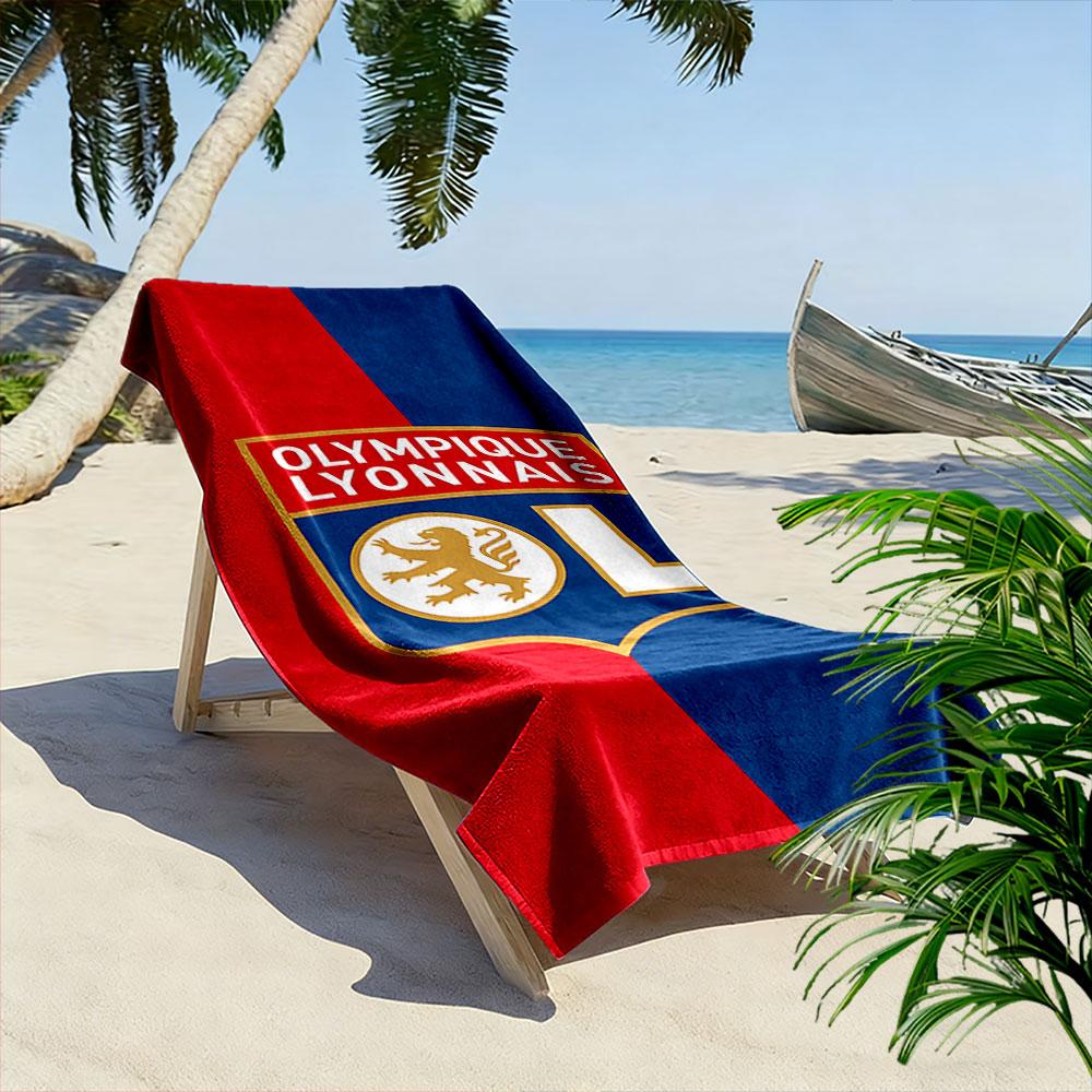 Red and Blue Olympique Lyonnais Towel Beach Towel Quick-drying for Travel Outdoor Sports Jogging Beach and Swimming
