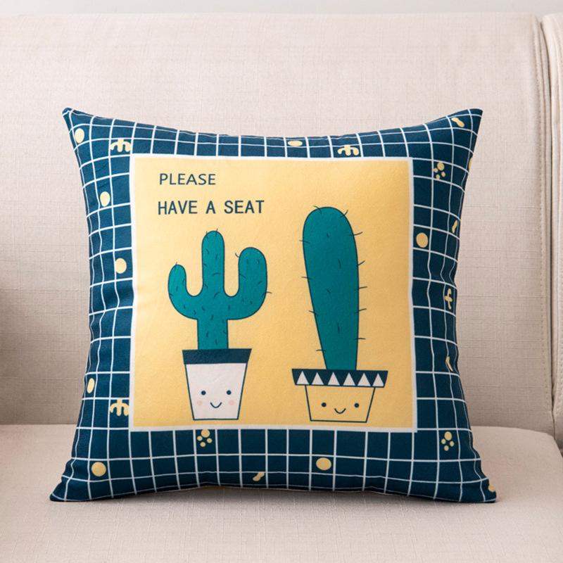 45x45cm Nordic Ins Cartoon Printing Square Pillowcase Living Room Sofa Office Seat Cushion Cover Home Decoration