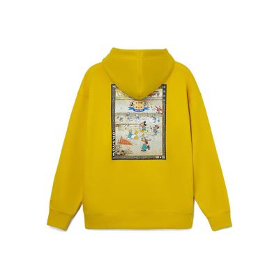 Lining Cartoon Pattern Fleece-Lined Warm Loose Pullover Hoodie Unisex Hoodie Antique-Gold AWDR687-4