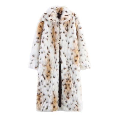 Damen Langer Kunstpelzmantel Mit Tierprint Streetwear Stil Herbst Winter Oberbekleidung