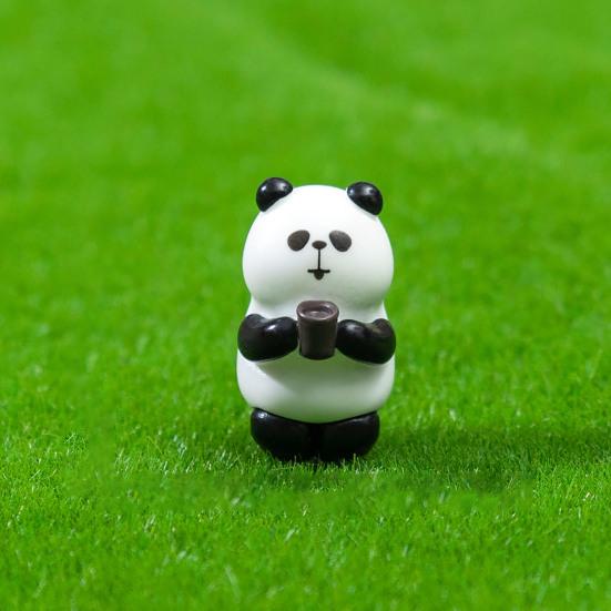 4 Pcs Mini Panda Figurine Miniature Cartoon Panda Sculpture Cute Tiny Resin Animal Statue for Shelf Fairy Garden Decor Funny Gift for Panda Lovers