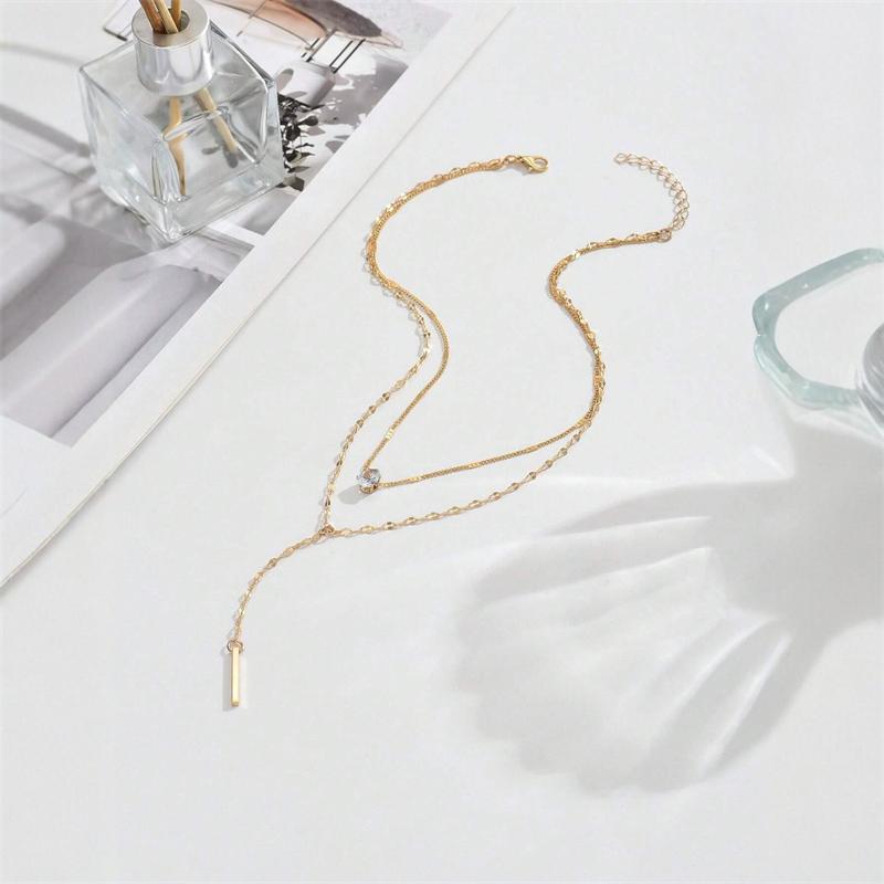 Minimalist Double Layered Y Shaped Collarbone Necklace for Women Popular Long Chain Drop Necklace Girls Party Body Jewelry Gifts