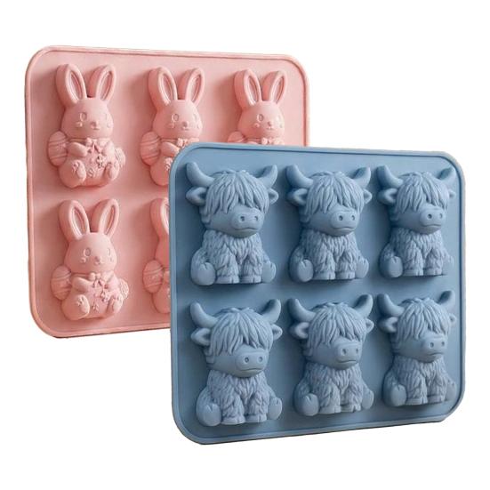 Easter Bunny Mold Set 3D Silicone Ice Tray Food-Grade Safe BPA-Free Non-Stick Easter Bunny Shape Mold for Baking Chocolate Cake Jelly Fudge Snacks