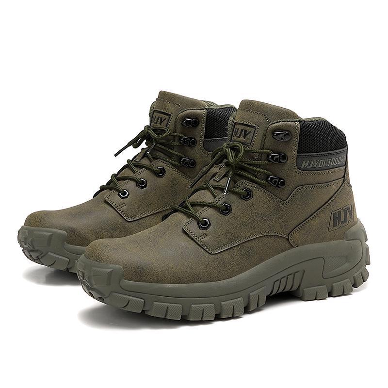 Men's Mid-High Top Outdoor Tactical Boots - Wear-Resistant, Fashionable Climbing and Hiking Shoes, Large Sizes Available
