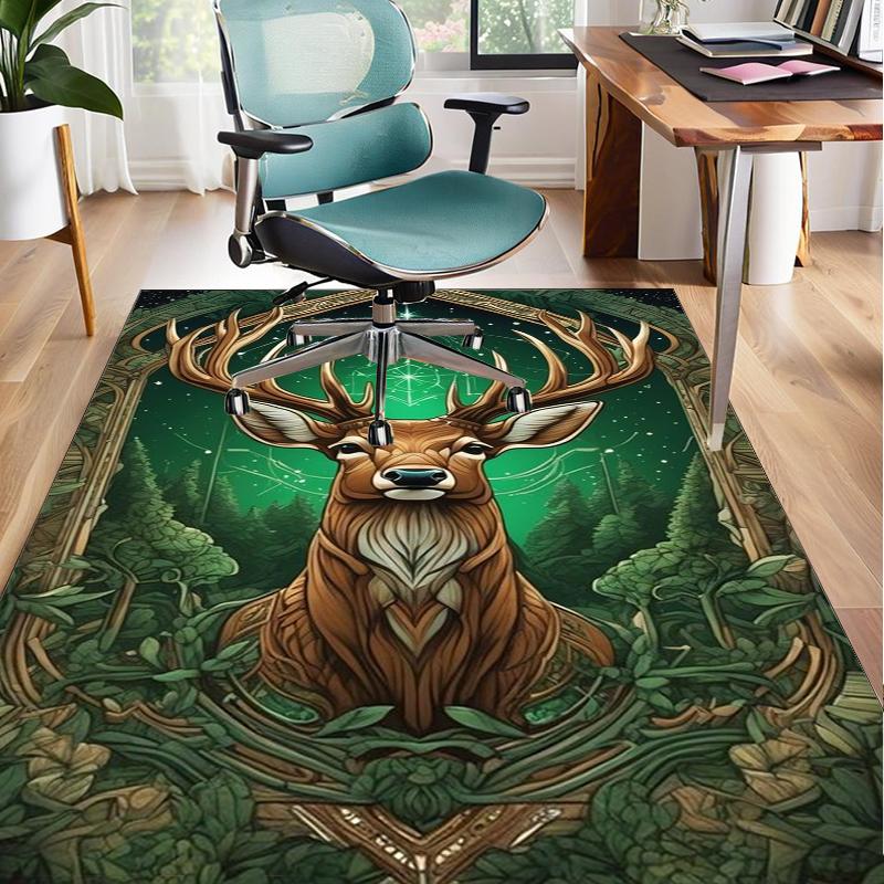Deer With Floral Crown Office Rug Chair Mat, Entryway Carpet, Suitable for Front Door, Bedroom, Living Room, Desk, Holiday Gift