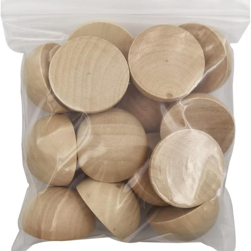Solid Wood Half-Round Ball Beads - DIY Painting Ornaments & Geometric Teaching Aids