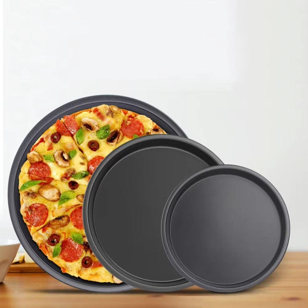 3Pcs/Set Carbon Steel Pizza Pan Easy Demoulding Non-Stick Pizza Oven Tray Easy To Clean Professional Pizza Mould Home Use