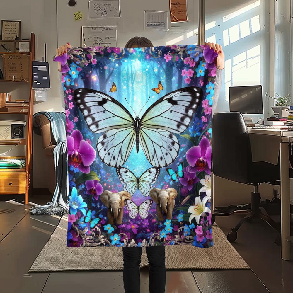 1 Stück 3D-Schmetterlingsdruck Flanelldecke, Hohe Qualität für alle Jahreszeiten, Heimdekoration, Wärme und Komfort, Perfekt für Weihnachtsgeschenke