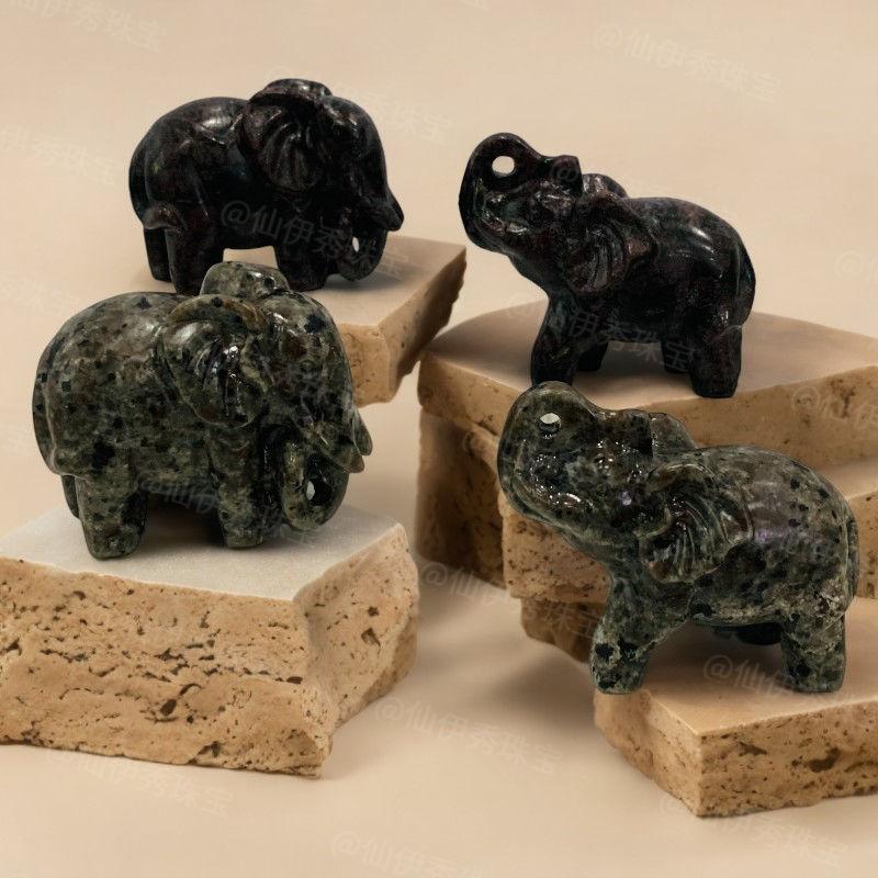 Natural Crystal Garnet Flame Stone - 8cm Elephant Home Decor, Creative Crystal Gift Elephant Ornament, Home Decoration Accessory