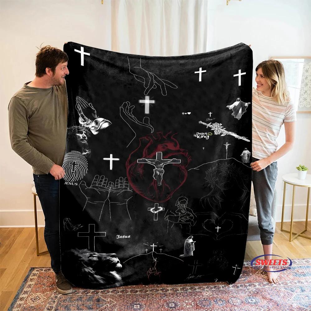 NO.3 3D Pray Holy Bible Cross Jesus Soft Flannel Blanket for Bed Bedroom Sofa Picnic,Throw Blanket for Cover Outdoor Leisure Nap