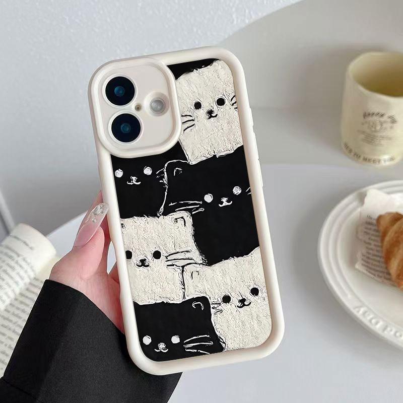 Black & White Kitten iPhone Case - Compatible with iPhone 13/14 Plus/15/16 Pro Max/17, Cute & Drop-proof