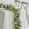 1pc Artificial Lemon Garland with Eucalyptus Leaves - Realistic Plastic Hanging Vines for Dining Table, Garden, Farmhouse Decor - Lemon Decor