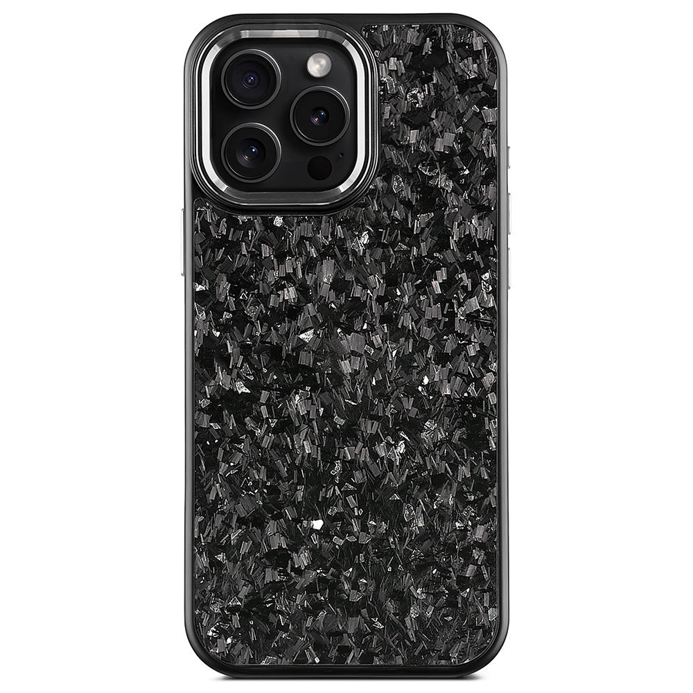 For iPhone 16 Pro Magnetic Case Forged Texture Aramid Fiber+TPU Phone Cover with Metal Lens Frame