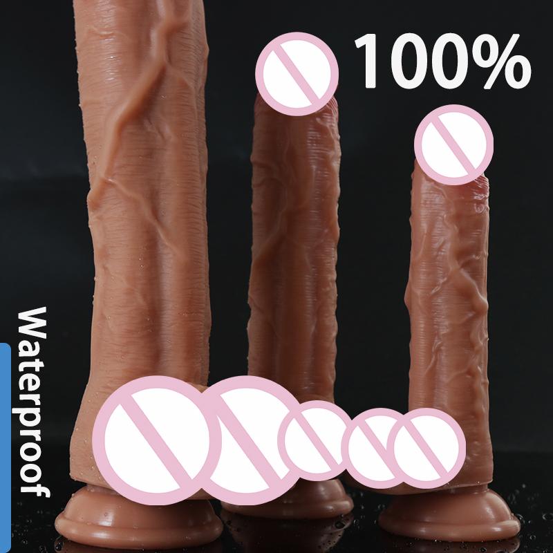 Realistic Ve And Plump Testicle Silicone Simulation Thick Dildos Anal Plug Dildo With Powerful Suction Cup Sex Toys For Women