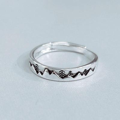 Korean Mori Girl Vintage Silver Tree Adjustable Ring