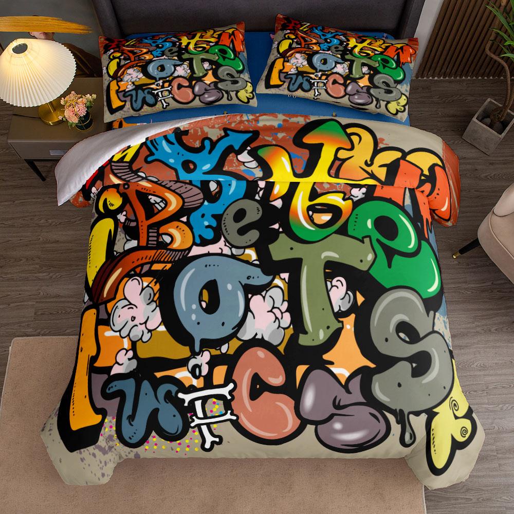 

Современный комплект пододеяльника с городским граффити без простыни Кинг Квин Дабл Твин Одинарный Набор постельного белья 140x210cm