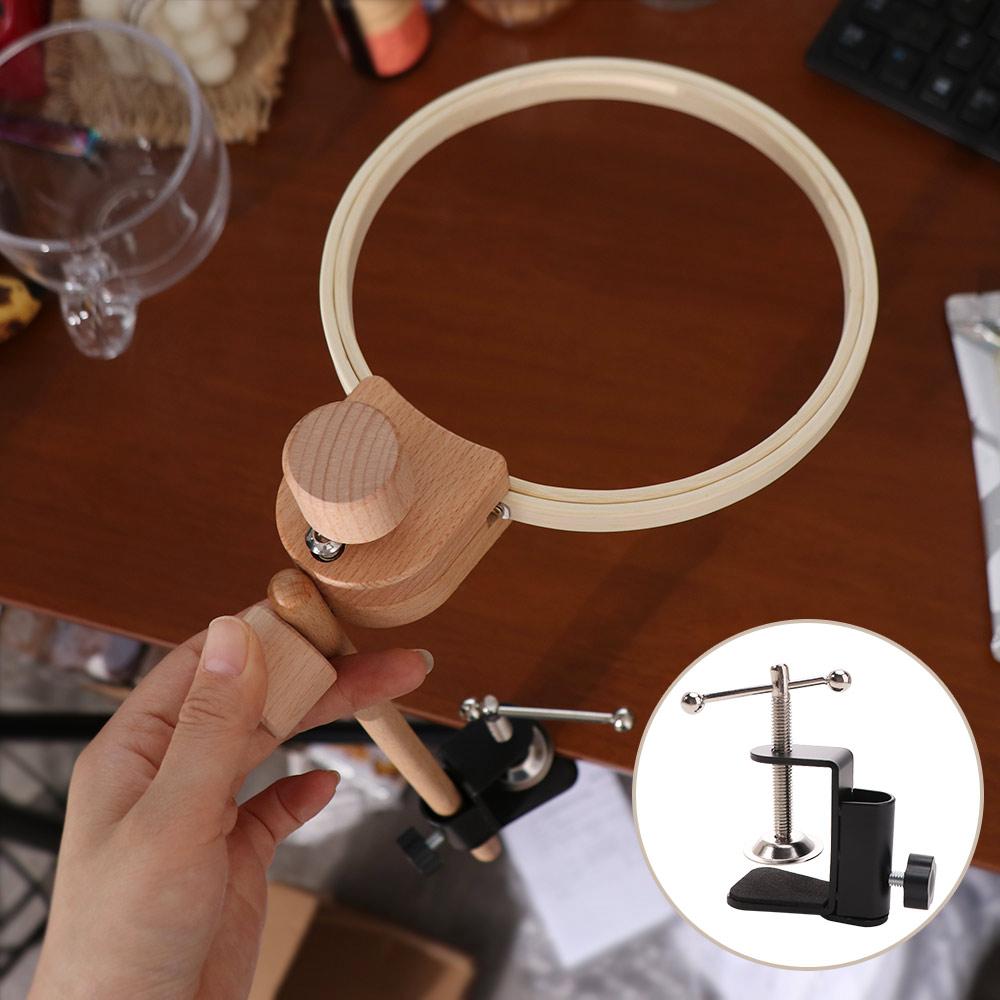 Beech Wood Embroidery Frame Lap Stand Adjustable Clamp Clip Clamp Embroidery Hoop Holder Wooden Compact