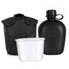 3 Stück 1L Feldflaschen-Set Aluminium/PE 3-teiliges Set Feldflaschen-Set Langlebige Feldflaschenbecher-Kocher-Taschen-Set Wandern
