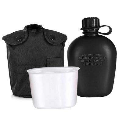 3 Stück 1L Feldflaschen-Set Aluminium/PE 3-teiliges Set Feldflaschen-Set Langlebige Feldflaschenbecher-Kocher-Taschen-Set Wandern