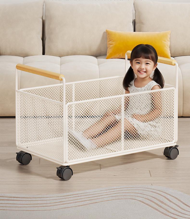 Large Plush Toy Storage Basket with Handles for Children's Dolls