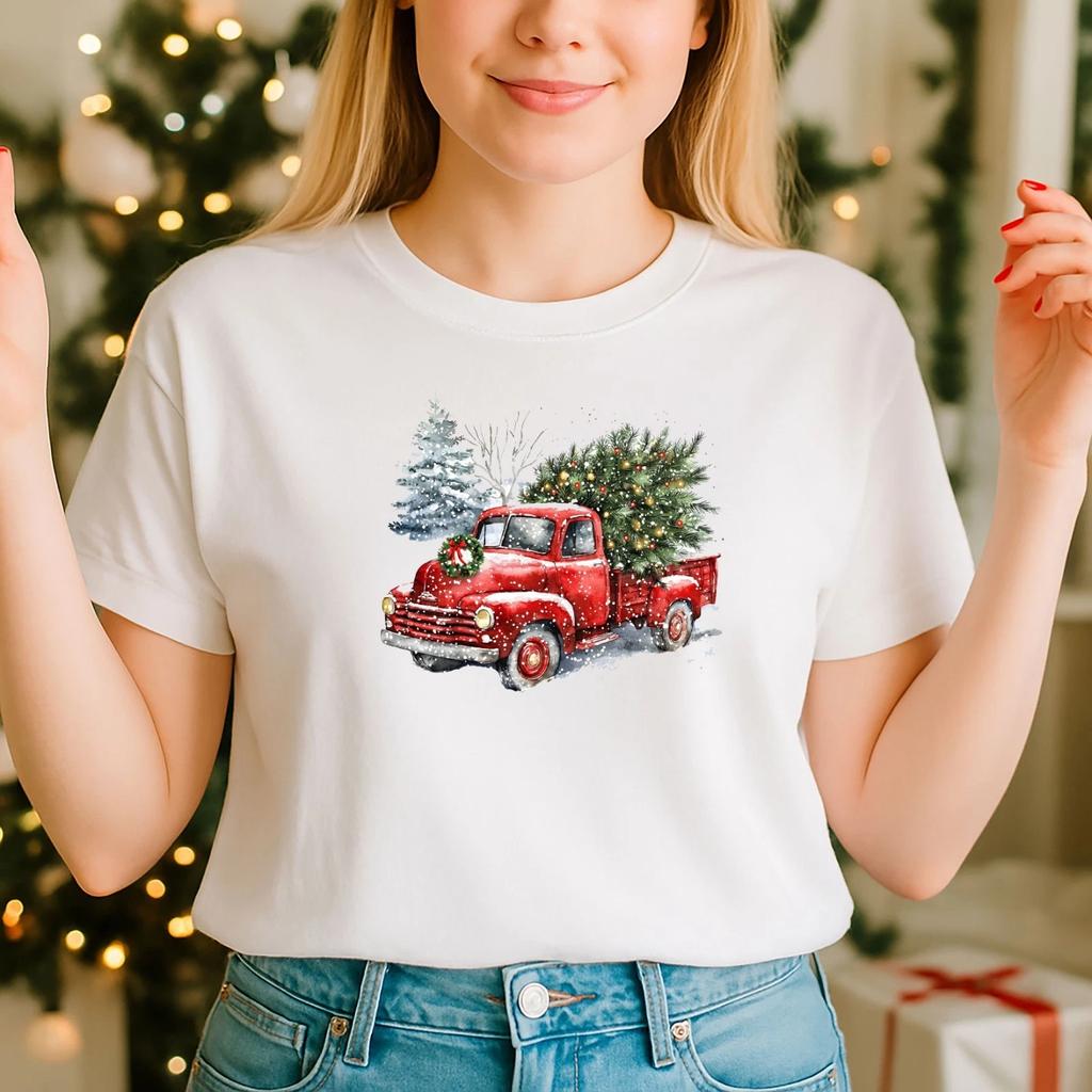 2025 Christmas unisex Tshirt,Night before Christmas Family, Pickup Truck (CH)