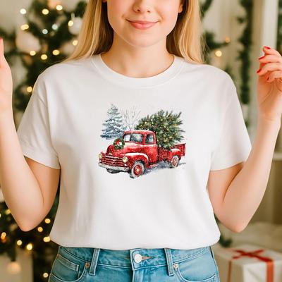 2025 Christmas Unisex Tshirt,Night Before Christmas Family, Pickup Truck (CH)