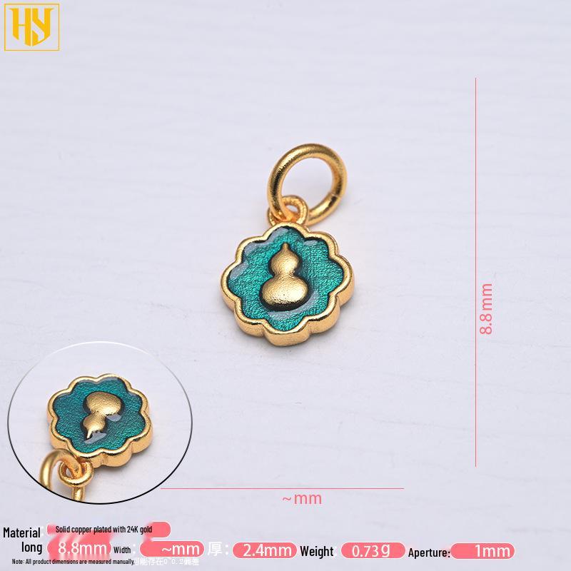 Color-Preserving Retro Sand Gold Round Pendant - 24K Gold Plated Copper DIY Jewelry Charm for Bracelets
