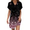 Women's V-neck Vintage Floral Print Pullover Casual Button Dress