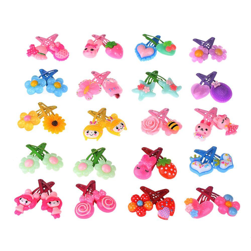 10/20PCS Lovely Cartoon Pattern Infant Jewelry Hair Clips Girls Hairpins Flower Shaped
