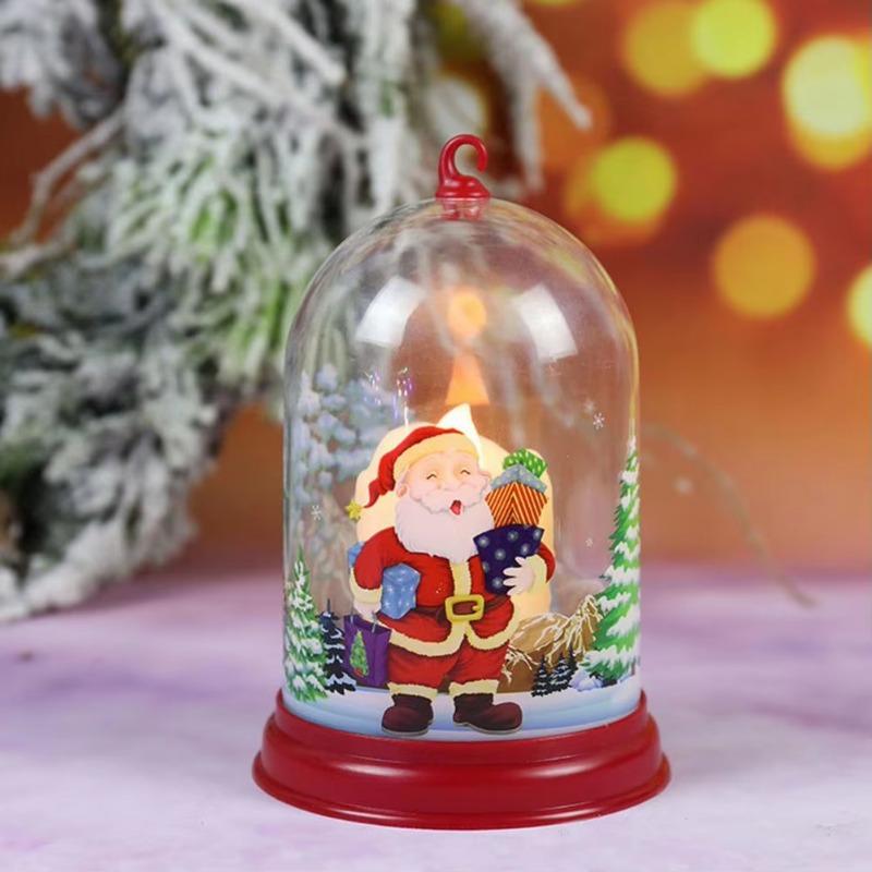 LED Candle Holder Santa Snowman Hanging Pendant Light New Year Christmas Gift Christmas Ornaments Lantern Luminous